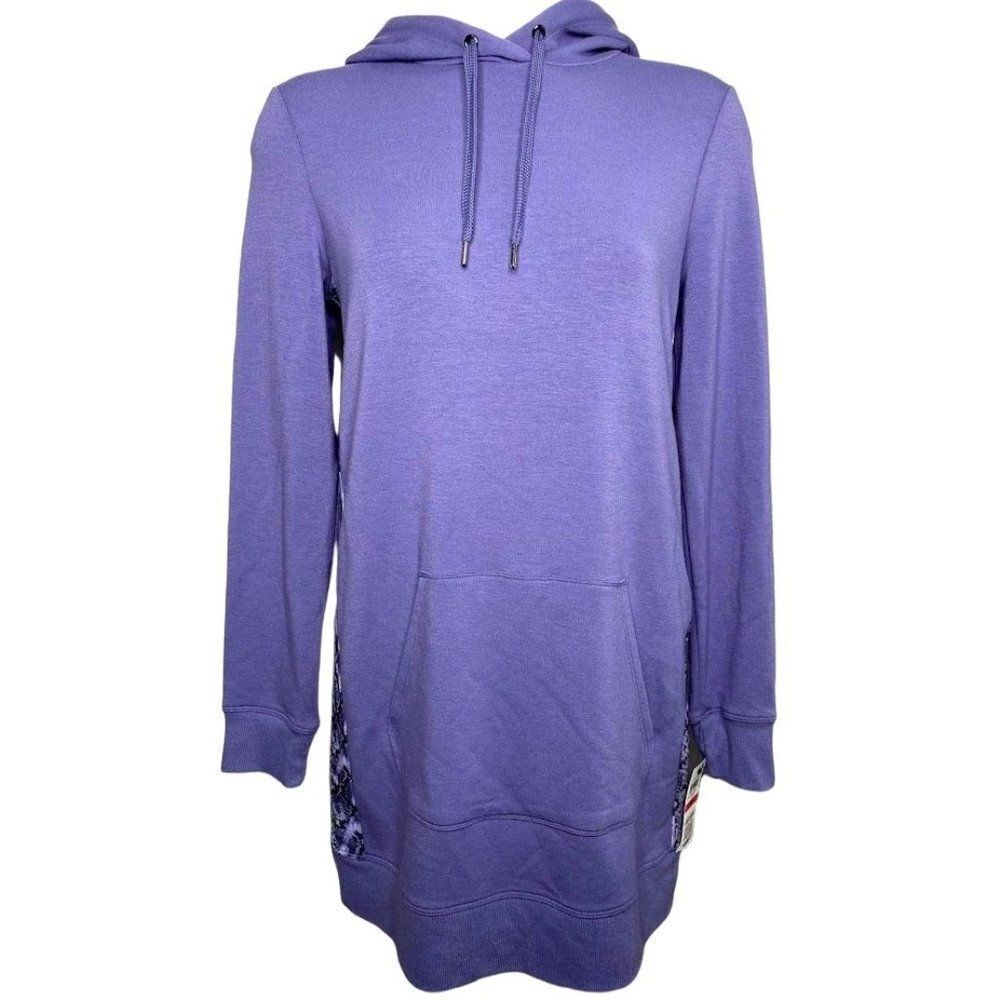 Ideology Tunic Hoodie Women's XS Dark Lavender Black Drawstring Pockets NEW